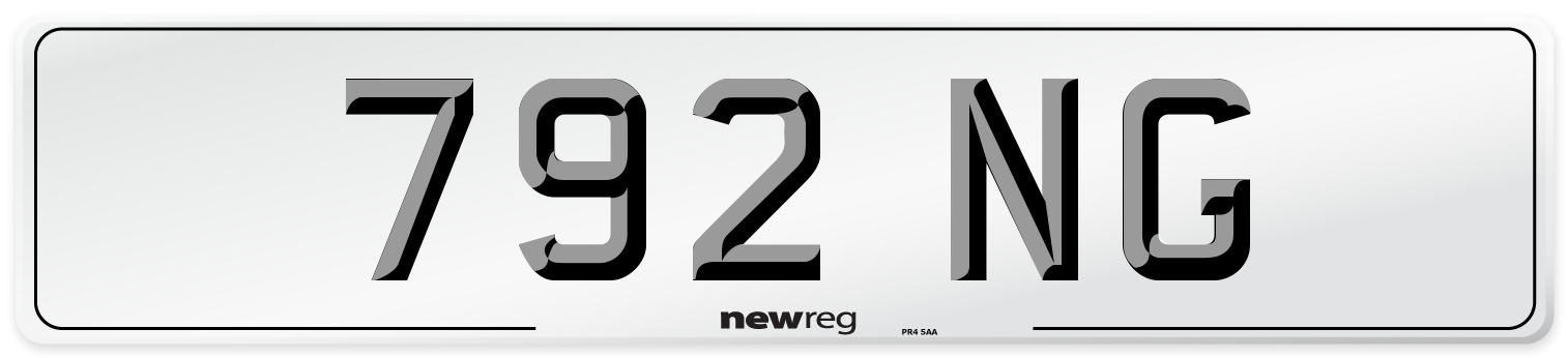 792 NG Number Plate from New Reg
